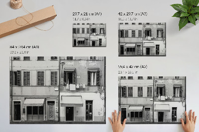 Plakat Fasada stanovanjske hiše, kontrast črne in bele barve, minimalizem