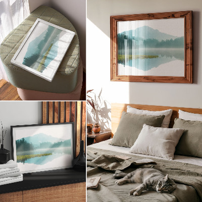 Plakat Mirno jezero med zelenimi gorami