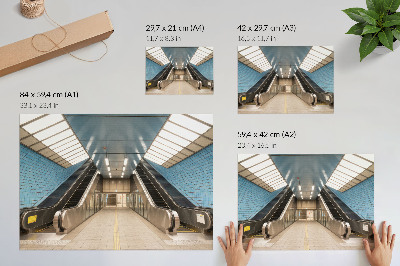 Plakat na platnu Simetrija modrih ploščic za moderne stopnice