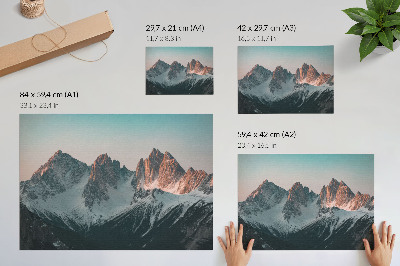 Plakat Pastelne gore v svetlobi zahajajočega sonca