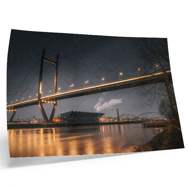 Plakat s teksturo platna Most ponoči moderna struktura mirno vzdušje