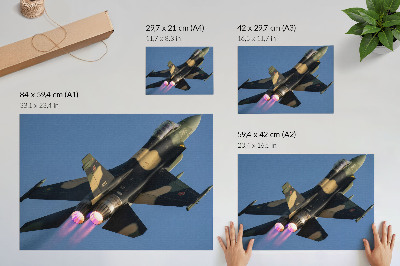 Plakat s teksturo platna Reaktivno letalo z intenzivnimi barvami neba
