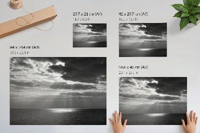 Plakat s teksturo platna Dinamično nebo nad mirnim oceanom