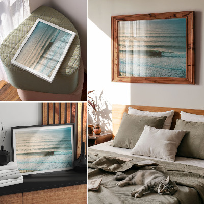 Plakat s teksturo platna Oceanski valovi pomirjajo deskarje na obzorju