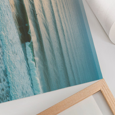 Plakat s teksturo platna Oceanski valovi pomirjajo deskarje na obzorju