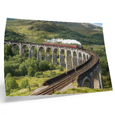 Plakat Viadukt z vlakom med zelenimi griči