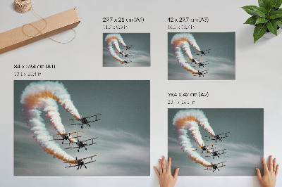 Plakat s teksturo platna Letala v formaciji z oranžnimi progami