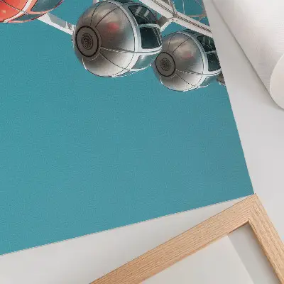 Plakat turkizno nebo z dinamičnimi kabinami modernosti