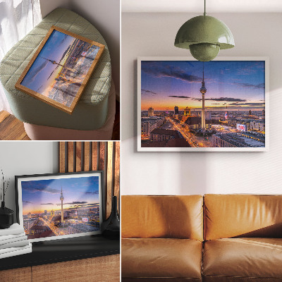 Plakat Mesto zvečer z neverjetnimi barvami sončnega zahoda