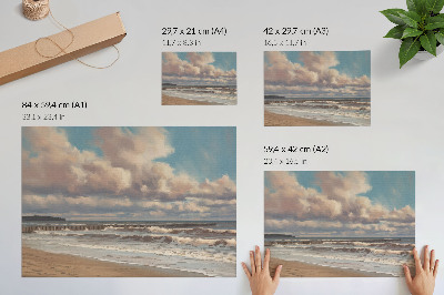 Plakat na platnu Mirno morje pastelni oblaki plaža
