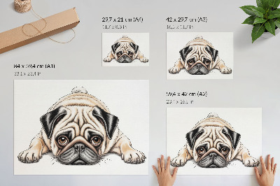 Plakat s teksturo platna Ilustracija psa, prijetno, tople barve, podrobnosti