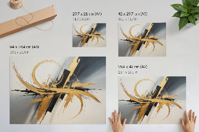 Plakat s teksturo platna Dinamičen vzorec bež in črnih črt