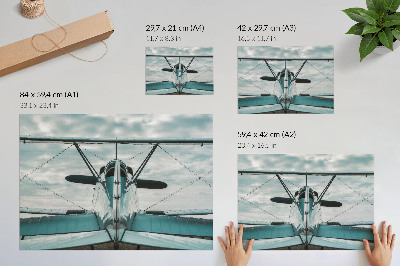 Plakat s teksturo platna Pogled od spredaj na dvokrilni zrakoplov, industrijska eleganca