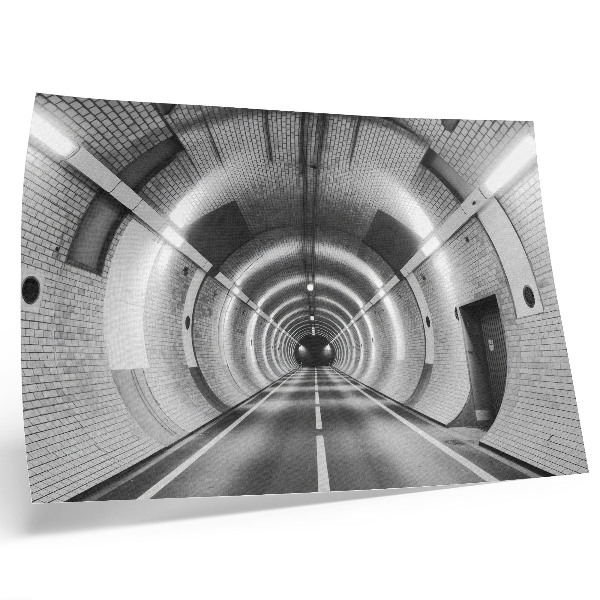 Plakat s teksturo platna Simetrični črno-beli tunel z loki
