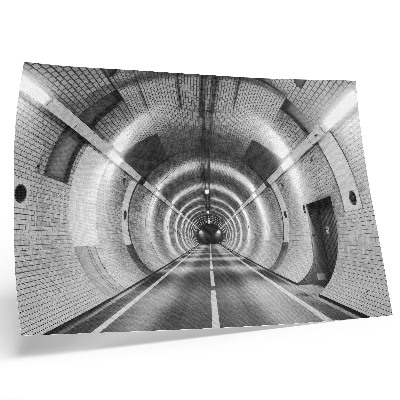 Plakat s teksturo platna Simetrični črno-beli tunel z loki