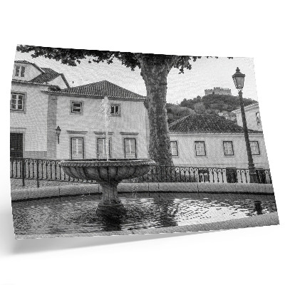 Plakat Črno-bela fontana klasične stavbe grad