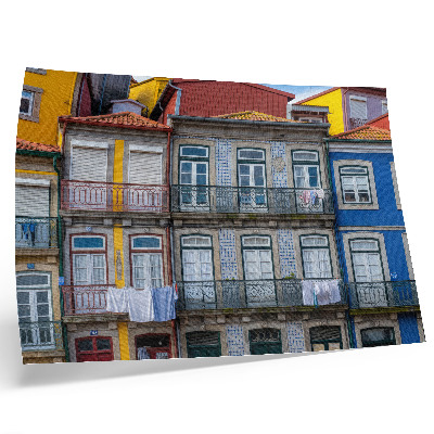 Plakat Barvite stanovanjske hiše z detajli, balkoni in rastlinami