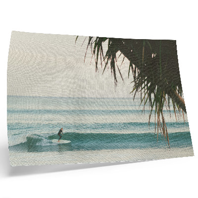 Plakat na platnu plaža deskanje valovi palma naravnost mir