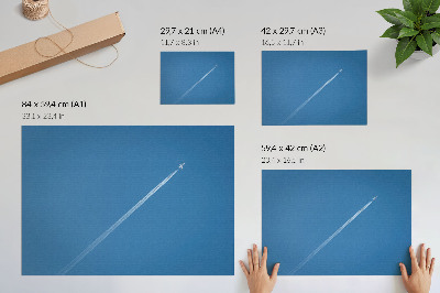 Plakat s teksturo platna Letalo v nebo modrem ozadju dinamičnega vzdušja