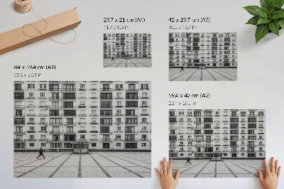 Plakat s teksturo platna Moderna stavba z balkoni in trgom