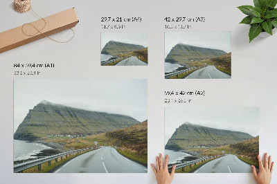 Plakat s teksturo platna Skrivnostni meglen prostor gorske ceste