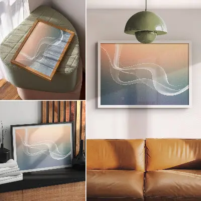 Plakat s teksturo platna pastelni valovi s pridihom subtilne elegance in harmonije
