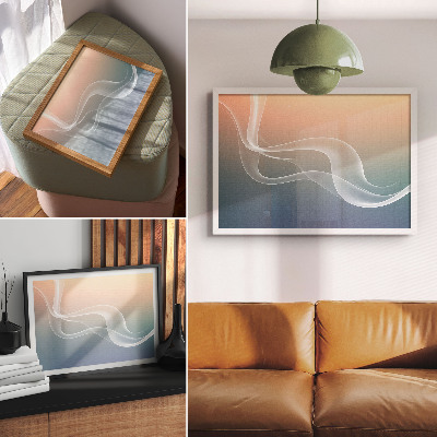 Plakat s teksturo platna Pastelni valovi, subtilna eleganca, harmonija