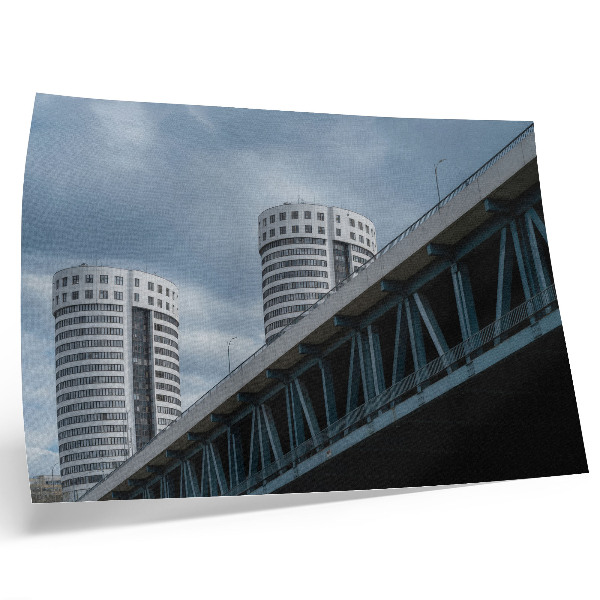 Plakat s teksturo platna Most in nebotičniki modernost simetrija eleganca