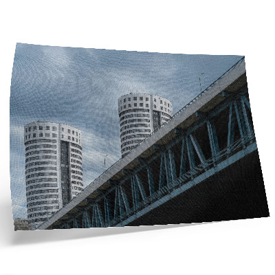Plakat s teksturo platna Most in nebotičniki modernost simetrija eleganca