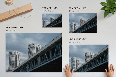 Plakat s teksturo platna Most in nebotičniki modernost simetrija eleganca