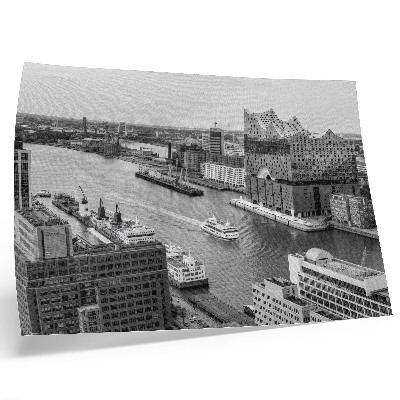 Plakat Ikonična arhitektura modernega mesta ob reki