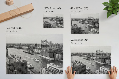 Plakat Ikonična arhitektura modernega mesta ob reki