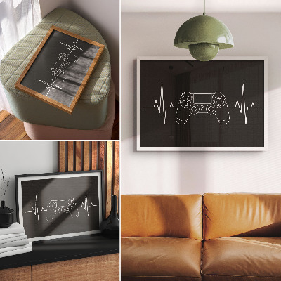 Plakat na platnu Minimalistična igralna tema črno-belo srce
