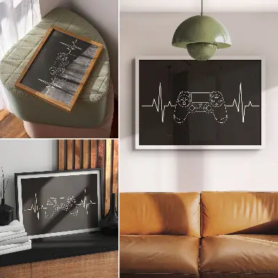 Plakat na platnu z minimalističnim motivom črnega srca