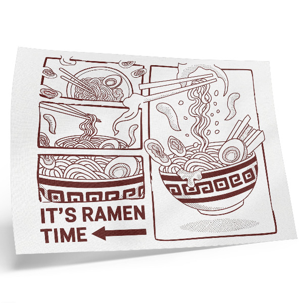 Plakat Ramen v slogu stripov s paro