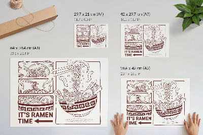 Plakat Ramen v slogu stripov s paro
