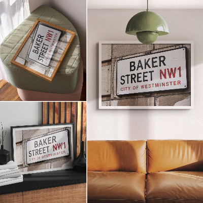 Plakat s teksturo platna Znak ulice Baker Street Westminster Street