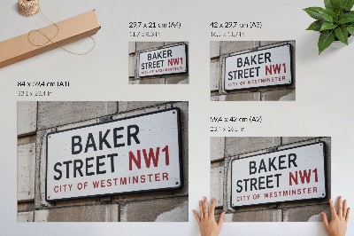 Plakat s teksturo platna Znak ulice Baker Street Westminster Street