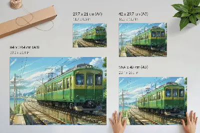 Plakat na platnu ilustracija vlaka v obmorski pokrajini