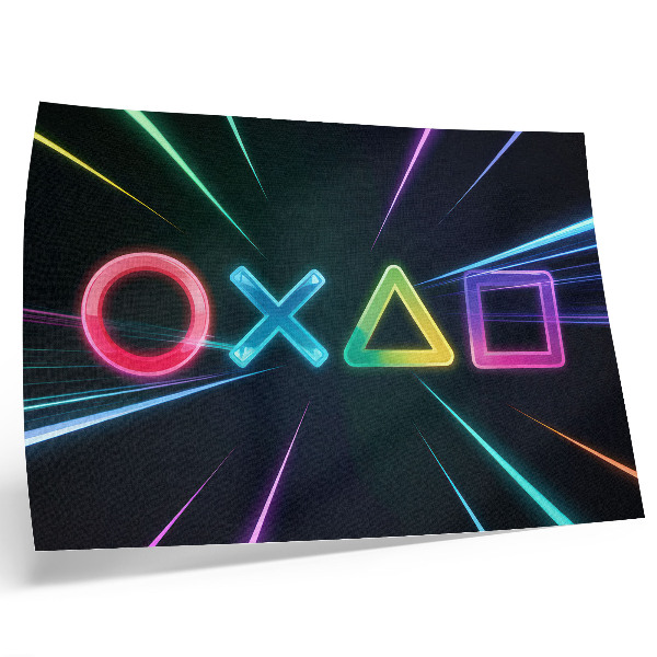 Plakat s teksturo platna Neonske geometrijske oblike v gibanju