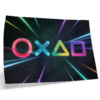 Plakat s teksturo platna Neonske geometrijske oblike v gibanju
