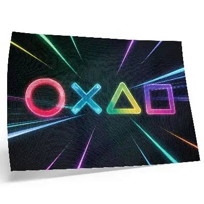 Neonske geometrijske oblike v gibanju plakat s teksturo platna
