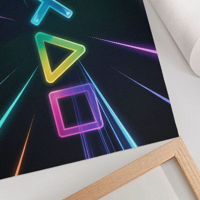 Plakat s teksturo platna Neonske geometrijske oblike v gibanju