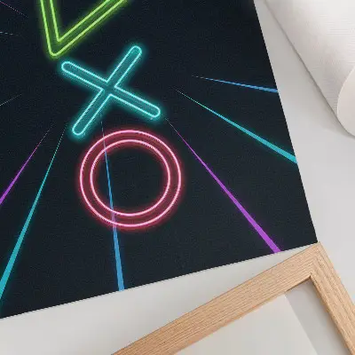 Plakat z neonskimi oblikami v dinamičnih barvah s futurističnim videzom