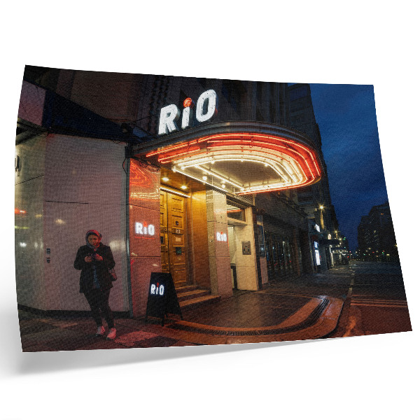 Plakat na platnu Retro kino neonske luči rdeče kreme