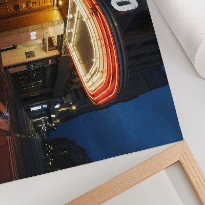 Plakat na platnu Retro kino neonske luči rdeče kreme