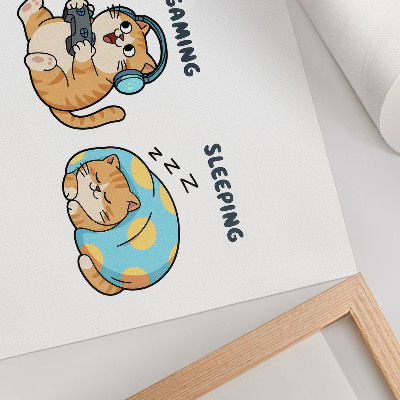 Plakat s teksturo platna Smešne ilustracije mačk, ljubke in zabavne