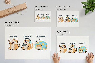 Plakat s teksturo platna Smešne ilustracije mačk, ljubke in zabavne