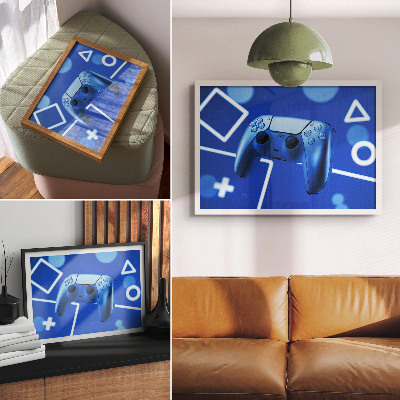Plakat Modro geometrijsko ozadje igralnega krmilnika