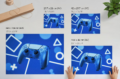 Plakat Modro geometrijsko ozadje igralnega krmilnika